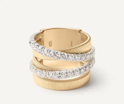 Marco Bicego Bague Avec Deux Bandeaux De Diamants, Grand Modele Discount