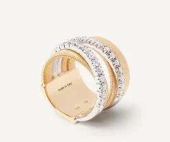 Marco Bicego Bague Avec Deux Bandeaux De Diamants, Grand Modele Discount