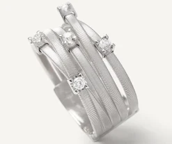 Marco Bicego Bague Cinq Rangs En Or Blanc Avec Diamants En Barrette Et Sertis Griffe Shop