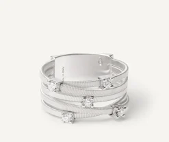 Marco Bicego Bague Cinq Rangs En Or Blanc Avec Diamants En Barrette Et Sertis Griffe Shop