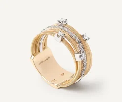 Marco Bicego Bague Cinq Rangs En Or Jaune Avec Diamants Sertis Griffe Et En Barrette Online