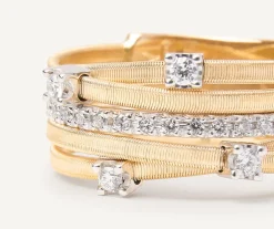 Marco Bicego Bague Cinq Rangs En Or Jaune Avec Diamants Sertis Griffe Et En Barrette Online