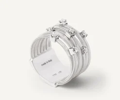 Marco Bicego Bague Sept Rangs En Or Blanc Avec Diamants Sertis Griffe Flash Sale