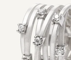 Marco Bicego Bague Sept Rangs En Or Blanc Avec Diamants Sertis Griffe Flash Sale