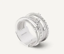 Marco Bicego Bague Sept Rangs En Or Blanc Avec Barrettes De Diamants Best Sale