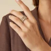 Marco Bicego Bague Sept Rangs En Or Jaune Avec Diamants En Barrette Et Sertis Griffe Discount