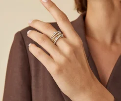 Marco Bicego Bague Sept Rangs En Or Jaune Avec Diamants En Barrette Et Sertis Griffe Discount
