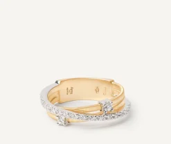 Marco Bicego Bague Trois Rangs Avec Diamants En Barrette Et Sertis Griffe Hot