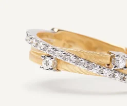 Marco Bicego Bague Trois Rangs Avec Diamants En Barrette Et Sertis Griffe Hot
