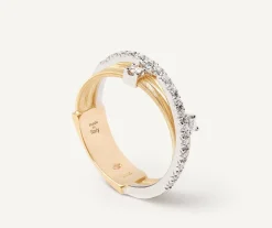 Marco Bicego Bague Trois Rangs Avec Diamants En Barrette Et Sertis Griffe Hot
