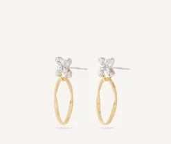 Marco Bicego Boucle D'Oreille Avec Elements Fleuris Paves De Diamants Flash Sale