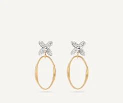 Marco Bicego Boucle D'Oreille Avec Elements Fleuris Paves De Diamants Flash Sale