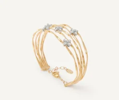 Marco Bicego Bracelet Bangle Multi-Rangs Avec Elements Fleuris Paves De Diamants Best Sale