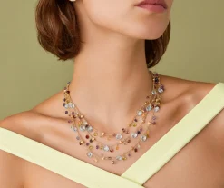 Marco Bicego Collier Avec Pierres Multicolores A Trois Rangs Et Chaine Reglable Hot