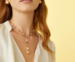 Marco Bicego Collier Cravate Multicolore Avec Perles Et Diamants Sale
