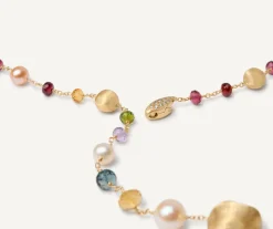 Marco Bicego Collier Cravate Multicolore Avec Perles Et Diamants Sale