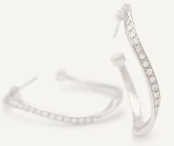 Marco Bicego 18Kt White Gold Diamond Hoop Earrings Flash Sale