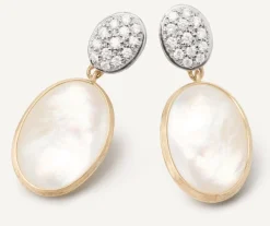 Marco Bicego 18Kt Yellow Gold Double Earrings With Diamonds And Mother-Of-Pearl Hot