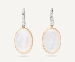 Marco Bicego 18Kt Yellow Gold Earrings With Mother-Of-Pearl And Diamond Hook New