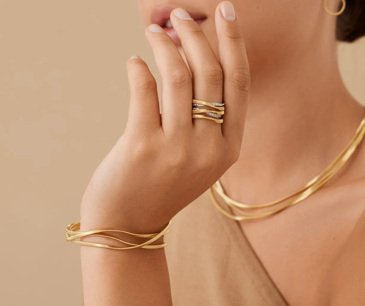 Marco Bicego 18Kt Yellow Gold Five-Strand Coil Ring With Diamonds Best