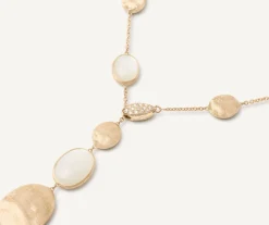 Marco Bicego 18Kt Yellow Gold Lariat Necklace With Mother-Of-Pearl And Diamonds Best Sale