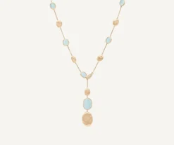 Marco Bicego 18Kt Yellow Gold Lariat Necklace With Aquamarines And Diamonds Shop