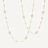 Marco Bicego 18Kt Yellow Gold Long Necklace With Small Oval Elements, Aquamarines, And Diamonds Store