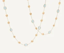 Marco Bicego 18Kt Yellow Gold Long Necklace With Aquamarines And Diamonds Flash Sale