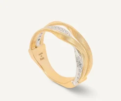 Marco Bicego 18Kt Yellow Gold Three-Strand Coil Ring With Diamonds Sale