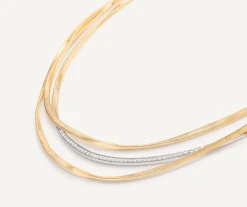 Marco Bicego 18Kt Yellow Gold Three-Strand Coil Necklace With Diamond Bar Best Sale