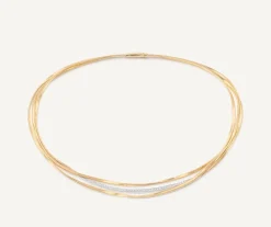 Marco Bicego 18Kt Yellow Gold Three-Strand Coil Necklace With Diamond Bar Best Sale