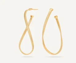 Marco Bicego 18Kt Yellow Gold Twisted Irregular Hoop Earrings, Medium Clearance