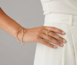 Marco Bicego 18Kt Yellow, White & Rose Three-Strand Bangle With Diamonds Cheap